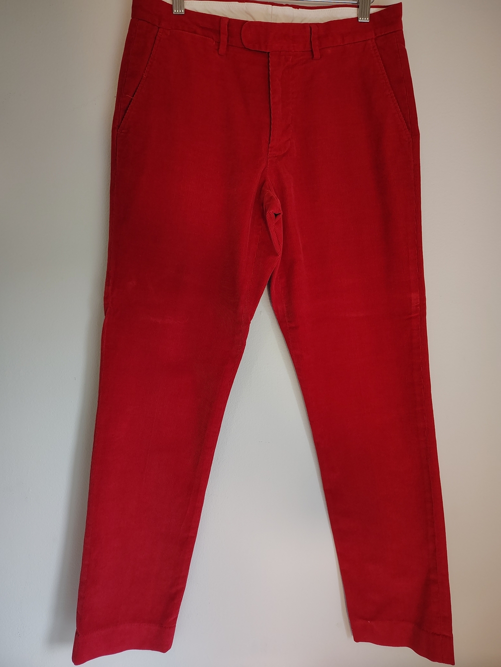 Jcrews Bowery  Men's Red Velvet Corduroys Slim Fit Pants 30x32